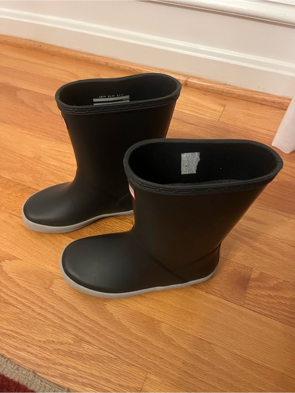 Hunter Black Kids Rain Boots with Gray Sole